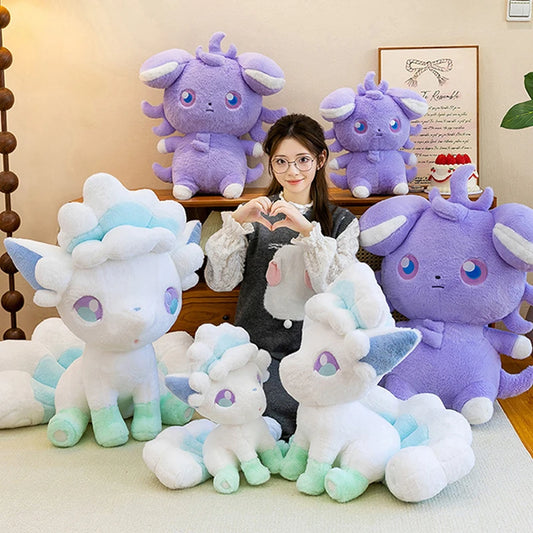 40/80cm Kawaii Espurr Pokemon Plush Toys Alolan Vulpix Doll Cute Large Pokémon Plushie Stuffed Pillow Gift for Kid Birthday Xmas