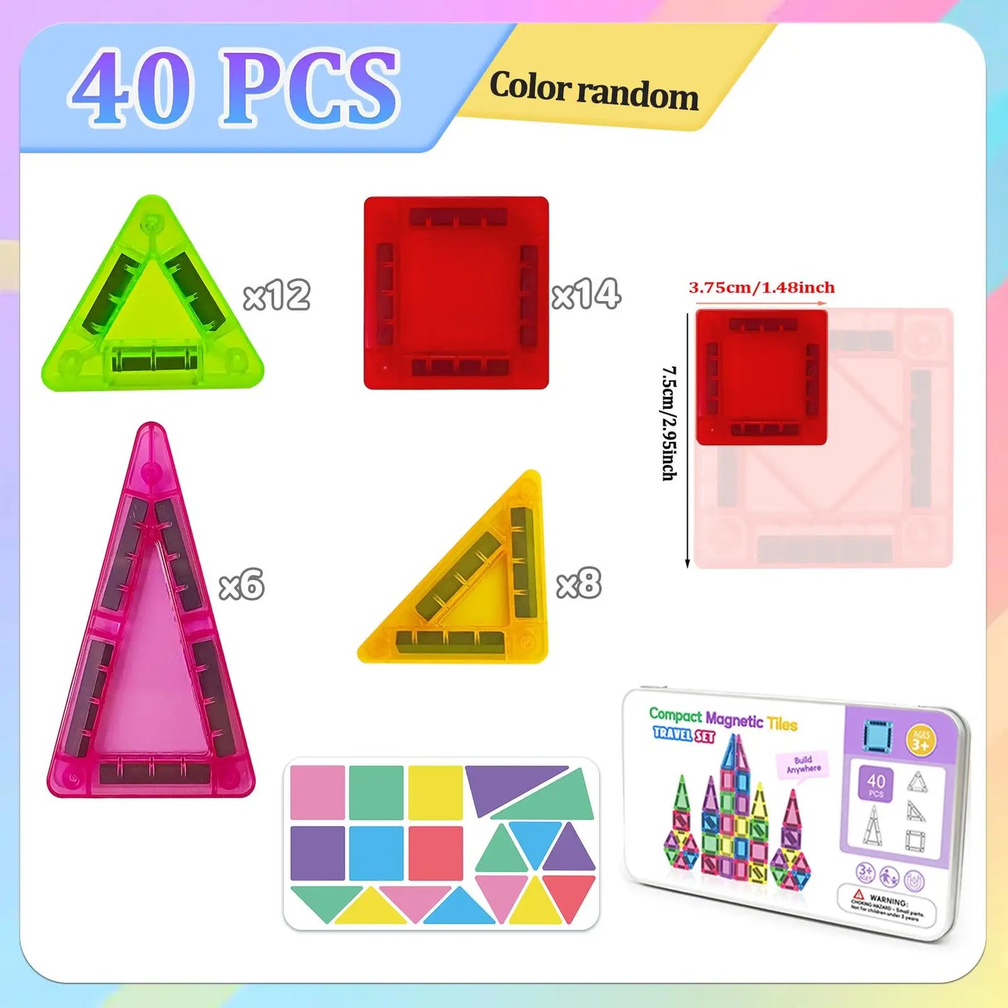 Mini Magnetic Building Blocks for Kids, Portable Travel Set. STEM Learning & Creative Construction. Perfect Gift for Birthdays