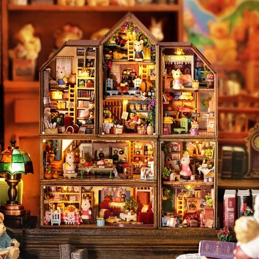Case Wooden Miniature Doll House DIY maiso Handmade Assembly Model Building Kit 3D Puzzle Toy Birthday Gift Dollhouse Miniatures