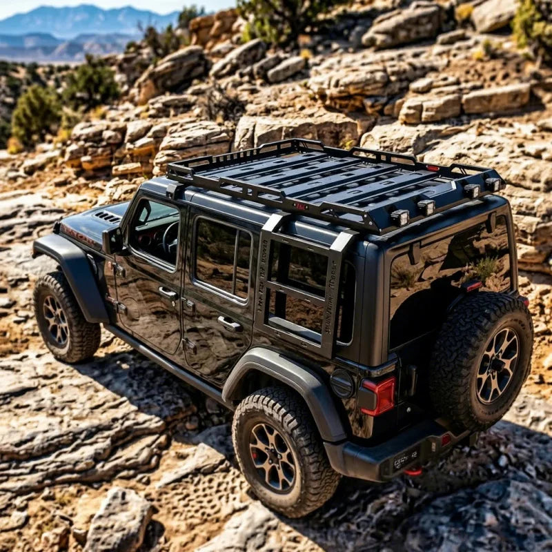 Bestseller 4X4 Car Roof with LED Ladder Lage Rack Mount Kit Cargo Basket for Wrangler JK JKU JL Gladiator