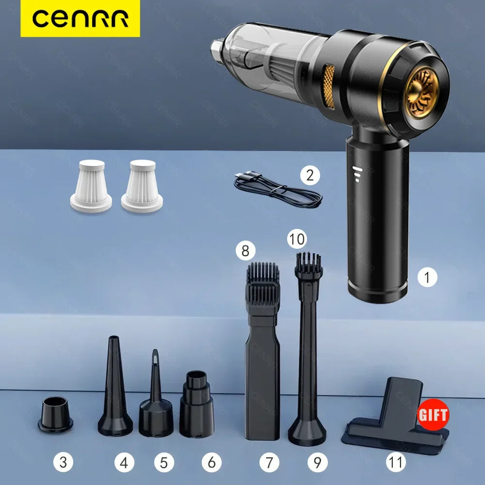 CENRR 998000PA Car Vacuum Cleaner Portable Powerful HandHeld Car Cleaner Dust Display Lamp Strong Suction Air Gun