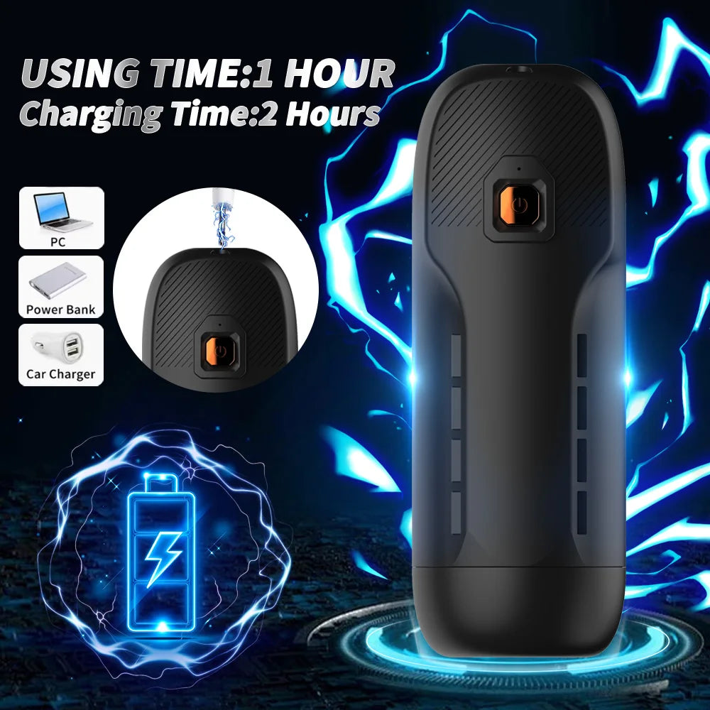 Male Masturbator Adult Sex Toys Automatic Stroker with 9 Thrusting & Rotating 3D Realistic Transparent Textured Sex Machine
