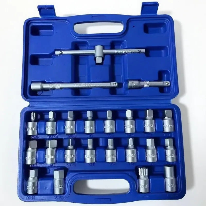 23Pcs Oil Drain Plug Key Set Oil Pan Screw Removal Socket Wrench Automotive Oil Change Tool Kit For Car Repair Maintenance