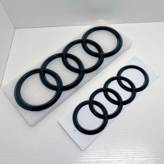 6/5Pcs 4Ring ABS Car Hood Front Grill Rear Trunk Emblem Stickers For Audi A3 A4 A5 A6 A7 Q2 Q3 Q5 Q8 S3 S4 S5 S6 RS3 RS4 RS5 RS6
