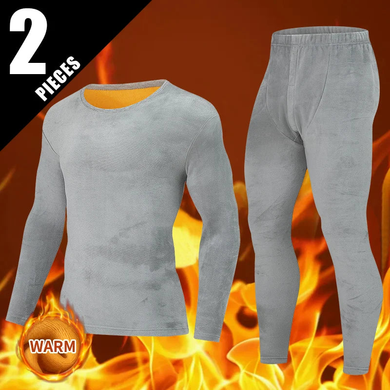 2-piece Autumn And Winter Gold Velvet Thick Casual Warm Underwear Set Cold Resistant And Warm Round Neck Top Elastic Waist Pants