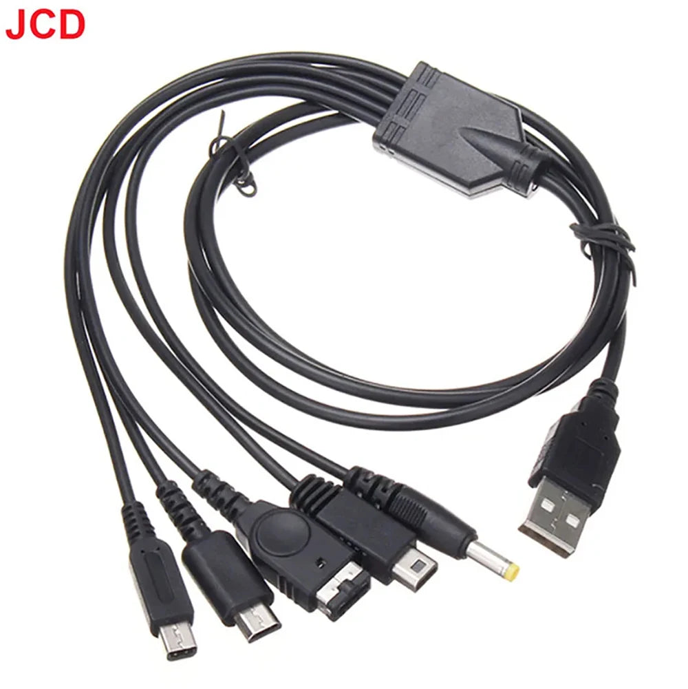 JCD 5 in 1 USB Charging Cable For New 3DS XL NDS Lite NDSI LL WII U Charger For GBA For PSP 1000/ 2000 3000 Gaming Cable