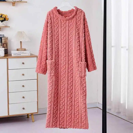 Thick Coral Fleece Robe Women's Sleepwear Long Sleeve Loose Home Clothes Autumn Winter Warm Pyjamas OENY Brand Spring Listing