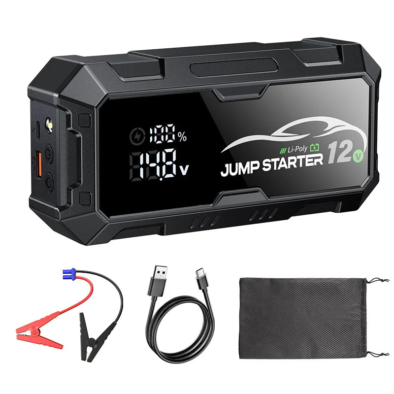 Portable 12V Car Emergency Starting Power Bank Car Jump Starter with Integrated Tire Inflator for Automobile Tyre Inflation