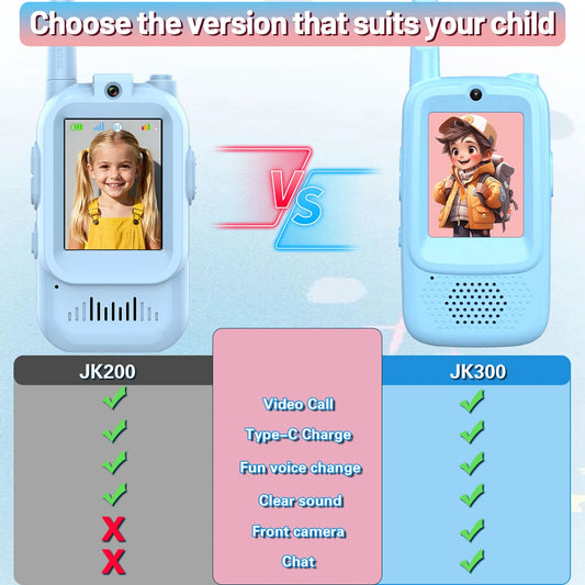 Lastest Video Walkie Talkies for Kids Upgrade JK300 JK200 Toddler Toys Indoor Camping Birthday Chirstmas Gifts for Kids Age 3-12