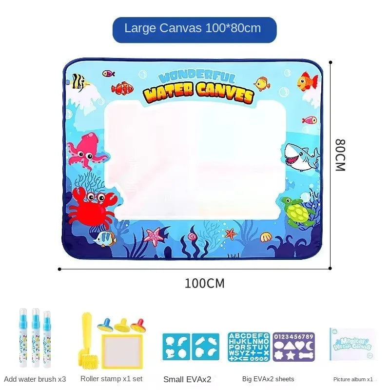 150X100cm Magic Water Canvas Graffiti Drawing Board Repeatedly Doodle Water Painting Carpet Reusable Drawing Mat Kids Toy Gift