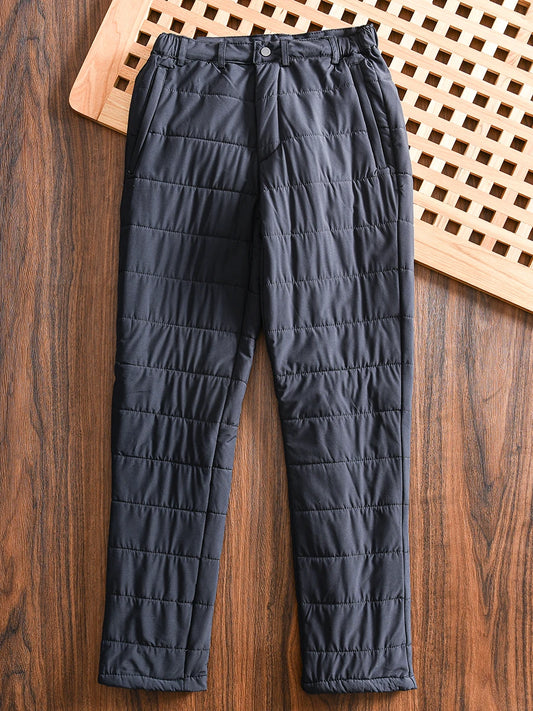 Thickened Quilted Men's Cotton Pants Fleece Lined Casual Long Trousers Warm Winter Autumn Wear Comfortable Breathable