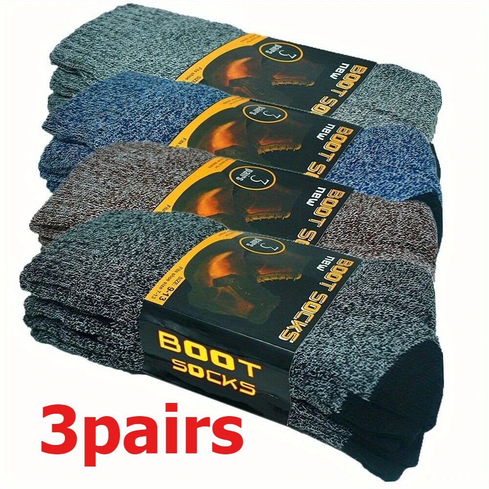3-6 pairs of men's winter heavy-duty warm cotton boots and work socks