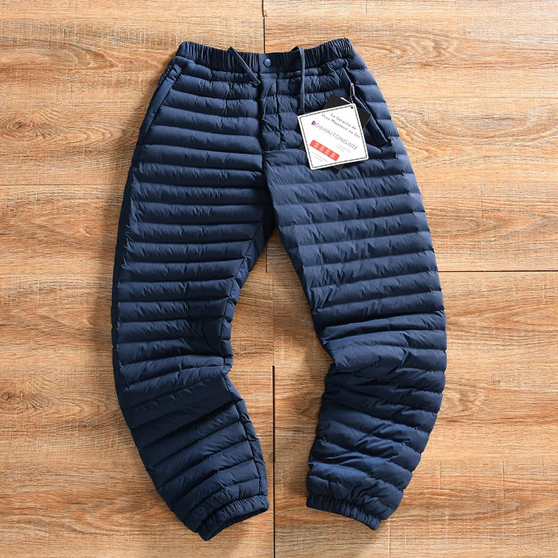 Thickened Winter Cotton Pants for Men Outdoor Sports Warmth Resistant to Cold Long Pants Nylon Fiber Standard Fit Pure Color
