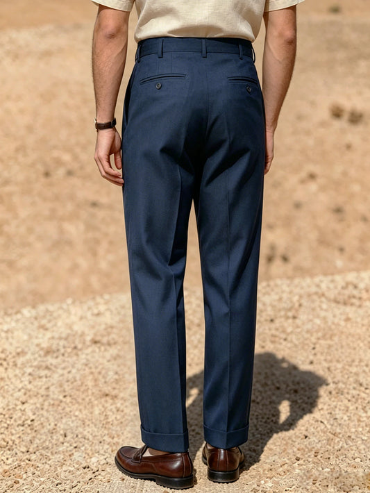 2026 SS Men Solid Woven Naples Pleated Suit Pants, Loose Straight Leg Formal Trousers, Business Commuter Casual Dress Trousers