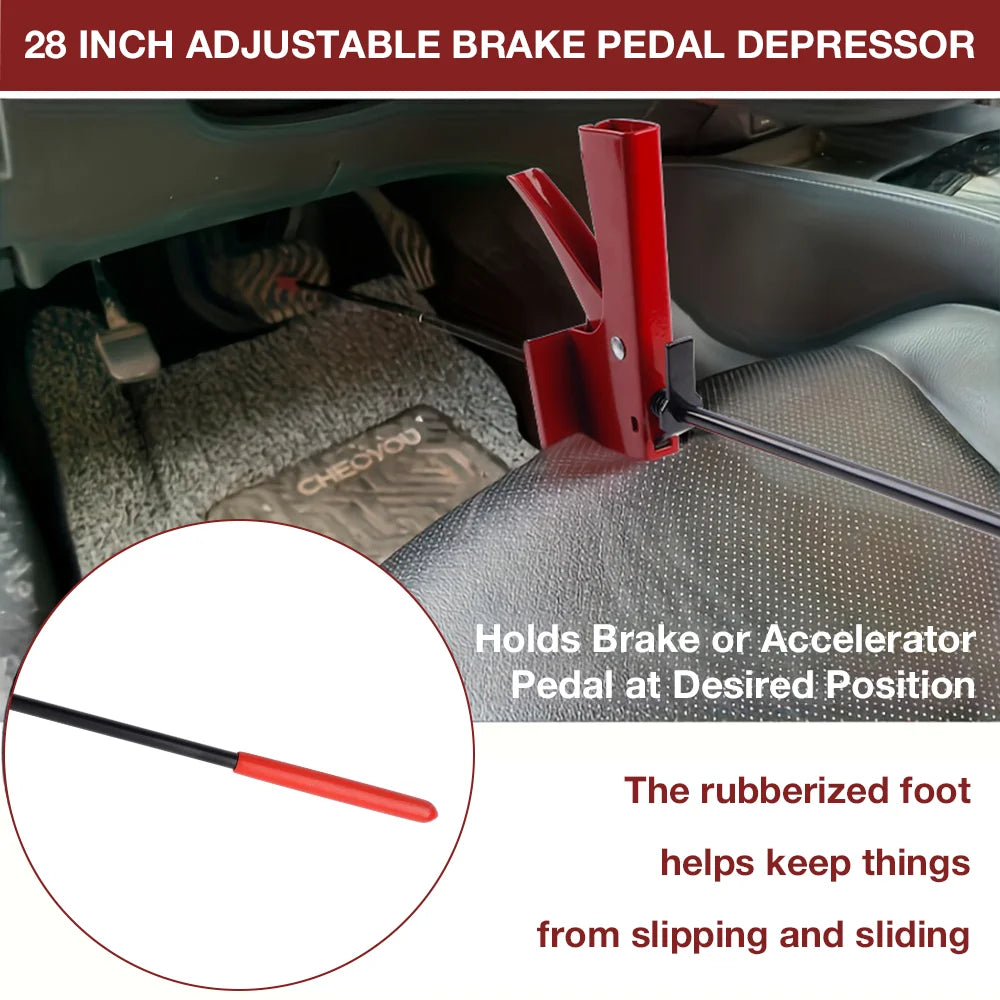 28-Inch Car Brake Pedal Depressor Tool, Adjustable Pedal Fixing Tool, Prevent Vehicle Slipping, For Car Testing/Car Maintenance