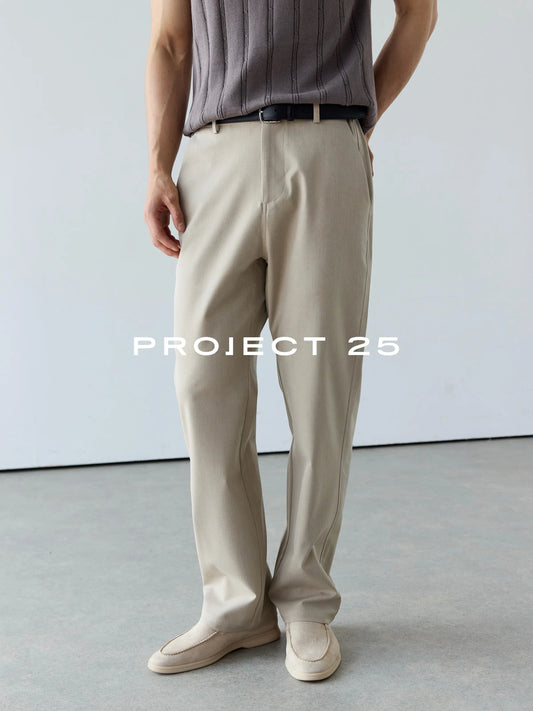 PROJECT 25 Men's Tech Blend Twill Stretch Trousers Structured Straight Leg Business Casual Versatile Commute Pants