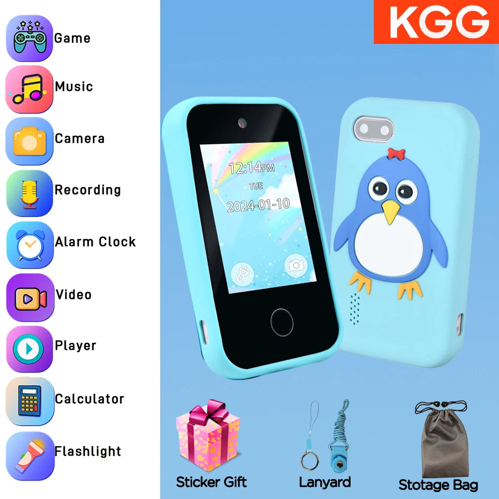 32GB Kids Smart Phone 2.8'' IPS Mini Toy Phone Music Player 28 Games Alarm Clock Flashlight Dual Camera Educational Funny Toys