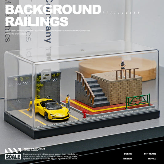 1/64 Miniature Parking Lot Diorama-Diecast Model Car Park Model Scene for Action Figures,DIY Collection (No Car)