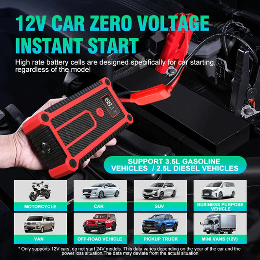 3000A Multi-Function Emergency Jump Starter, 12V Portable Power Bank, Outdoor Emergency Charging, Suitable for All Vehicle Types