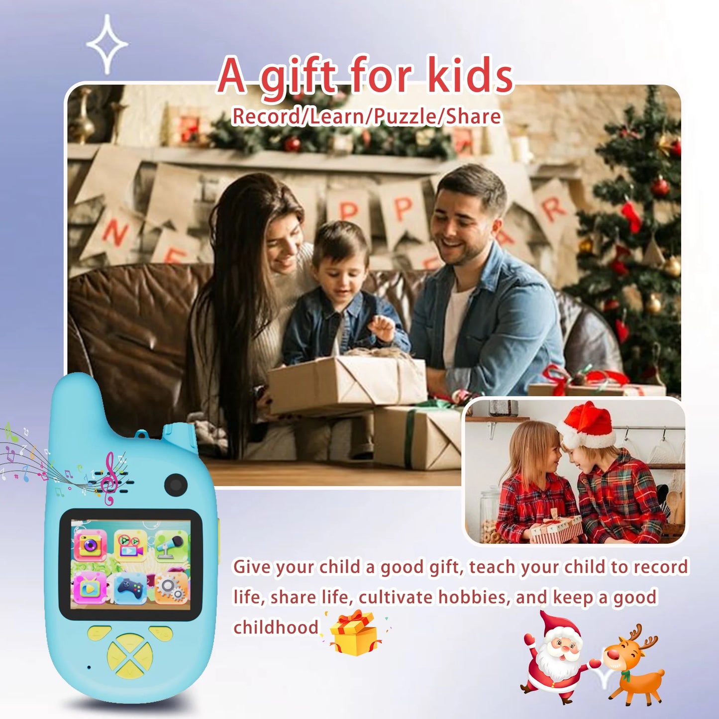 2PCS Beginner Kids Mini Walkie Talkie Rechargeable 1500mAh Handheld 3km Radio Transceiver Interphone Child Halloweens Toys Gifts