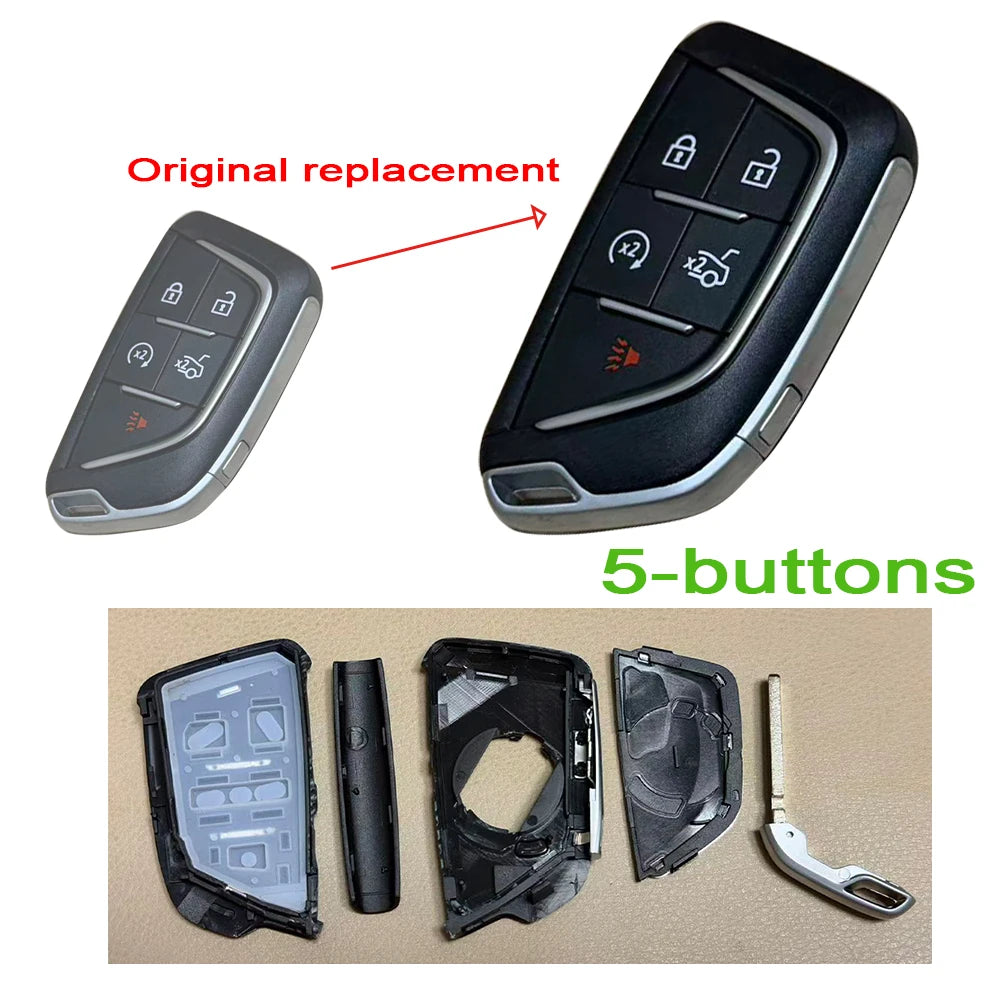 4 5 Buttons Original-Size Car Key Fob Shell Case Housing for Cadillac XT4 CT6 ATS Escalade ESV DTS ELR STS Xt5 XTS CTS SRX ATSL