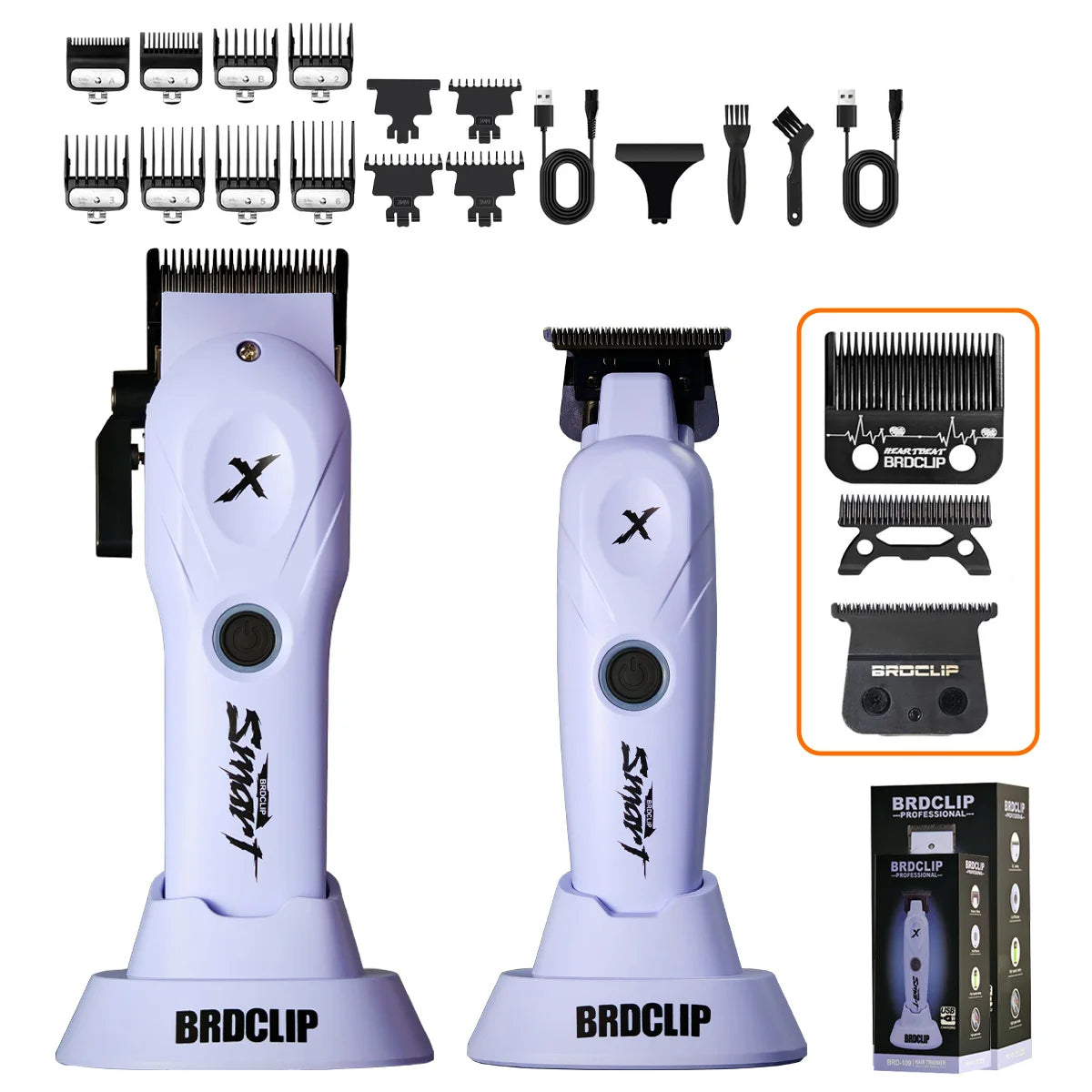 BRDCLIP 108 109 609 Purple Barber Professional 8800RPM 4500mAh Hair Clipper 10000RPM Salon Electric Shaver 7700RPM Hair Trimmer