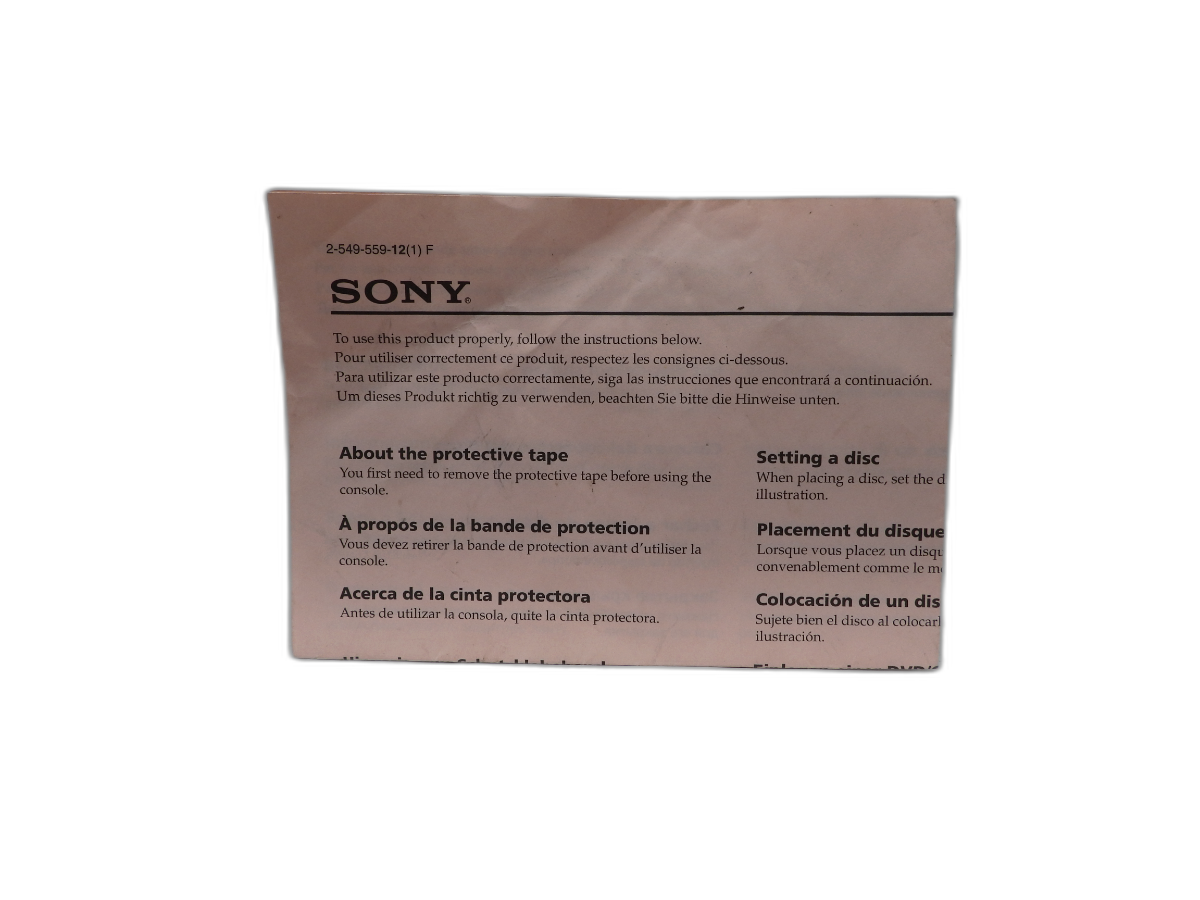 Sony Protective Tape Instruction Manual