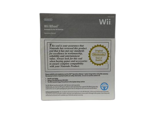 Nintendo Wii Wheel Controller With Manual Game