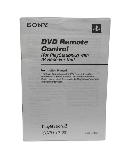Sony Scph 10173 PS2 Dvd Remote Control With Ir Receiver and Manual Game
