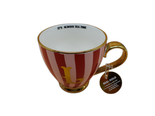 Gold Trimmed Striped Tea Cup
