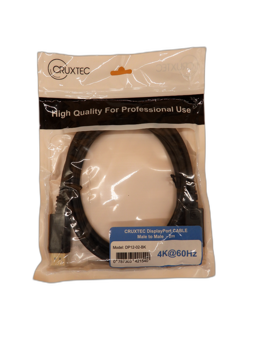 Cruxtec 2m Male to Male Displayport 1.2 4k Cable
