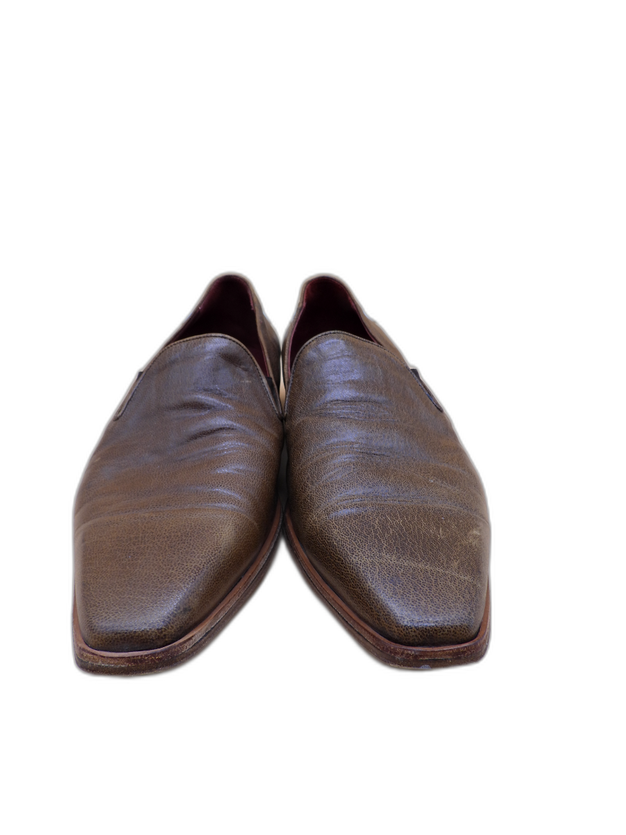 R and Williams Men's Brown Leather Slip on Loafers