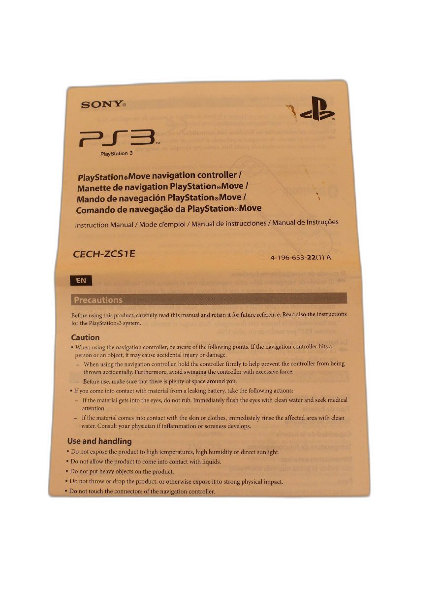 Playstation Move Navigation Controller Instruction Manual Sony PlayStation 3 Gam