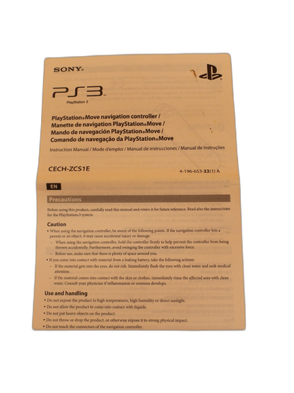 Playstation Move Navigation Controller Instruction Manual Sony PlayStation 3 Gam