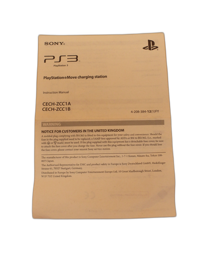 Sony PlayStation Move Charging Station Instruction Manual Cech Zcc1a / Cech Zcc1