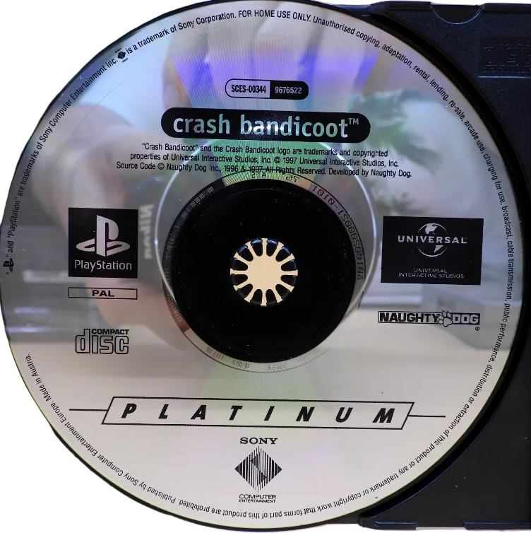 Crash Bandicoot Platinum PS1 Playstation Sces 00344 Sony Game