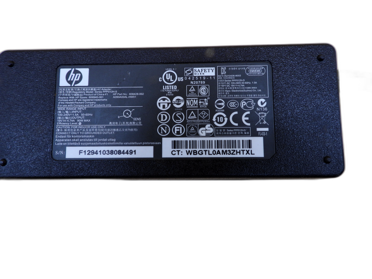 Hp Laptop Charger Ac Adapter Ppp012h S 19v 4.74a