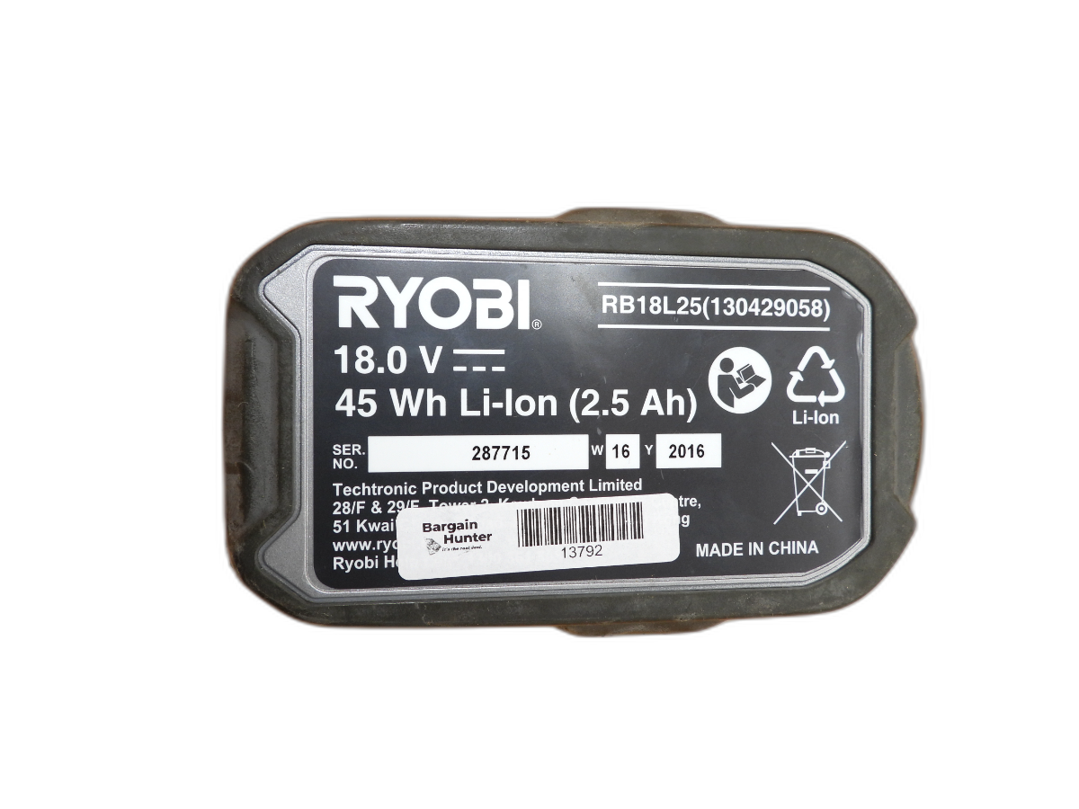 Ryobi 18v 2.5ah Lithium Ion Battery Pack Rb18l25