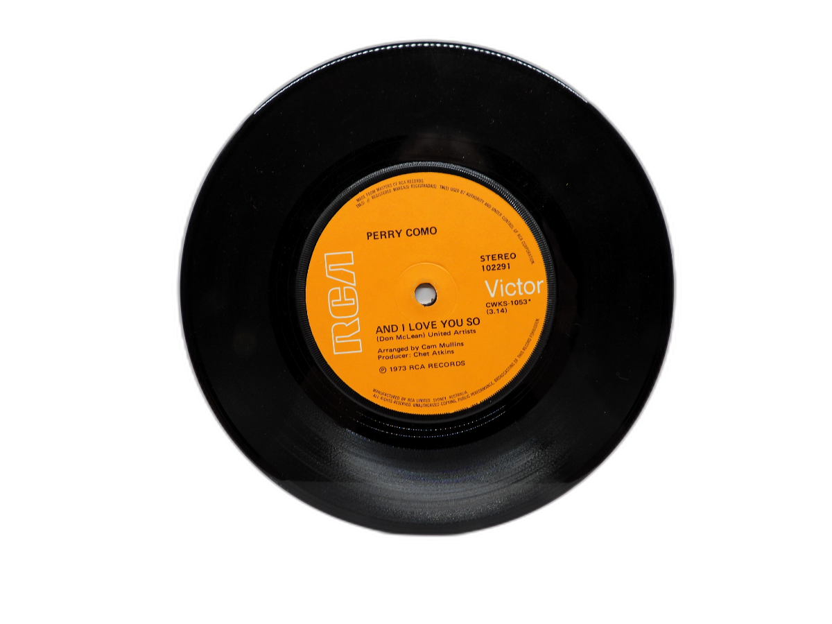 Perry Como 7 Inch Vinyl 45 Rpm and I Love You So / Love Looks So Good on You Rca
