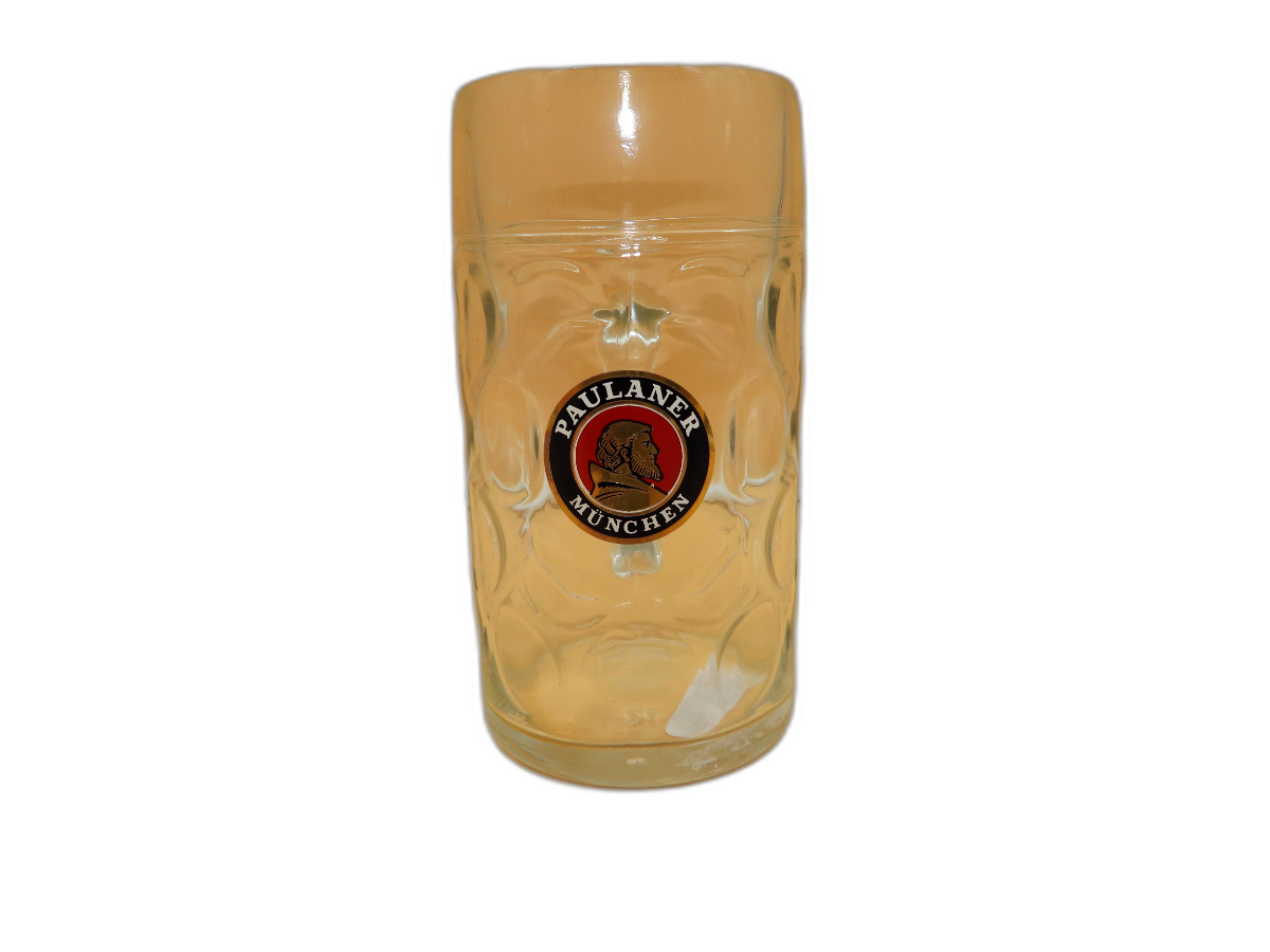 Paulaner München 1l Dimpled Glass Beer Stein Mug