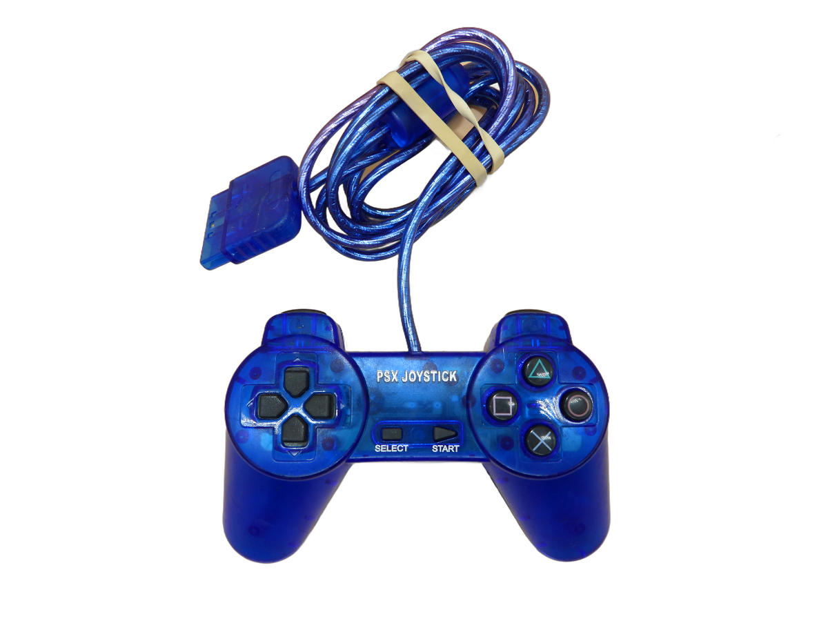 Psx Wired Blue Transparent Playstation Controller Game