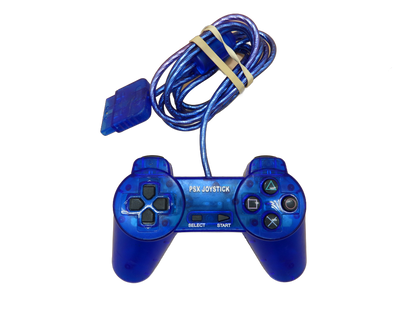 Psx Wired Blue Transparent Playstation Controller Game