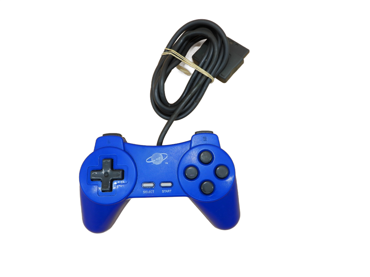 Honey Bee Ps 6 Wired Playstation PS1 Controller Blue Game