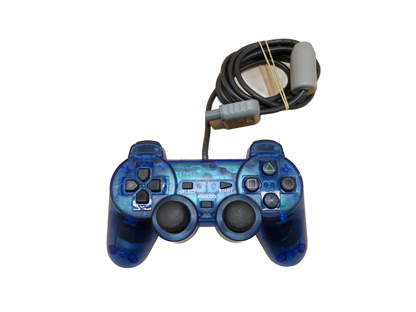 Aftermarket PlayStation 1 Dualshock Wired Controller Blue Transparent Sony Game