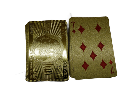 Gold Foil Playing Cards Set 52 + Jokers $100 Bill Design