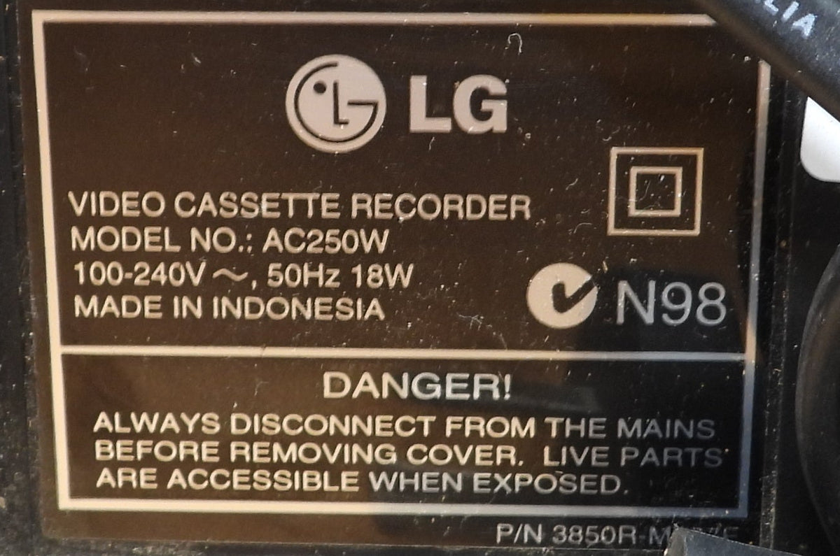 Lg Ac250w Video Cassette Recorder Vcr No Remote
