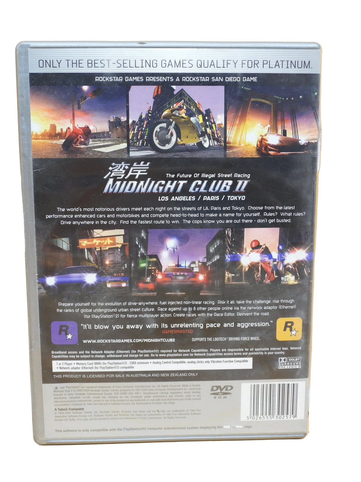 Midnight Club Ii Platinum PlayStation 2 Racing Game Rockstar Water Damged Rockst