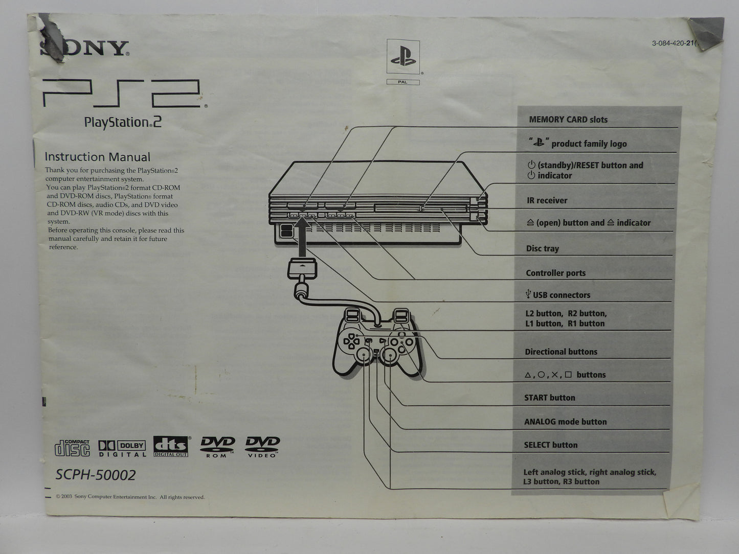 PlayStation 2 Scph 50002 Instruction Manual Sony Game