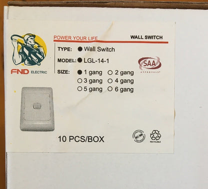 FND Electric Single gang light switch wall switch 10 pack