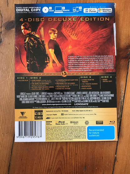 The Hunger Games 4-Disc Deluxe Edition Not Factory Sealed Blu-Ray